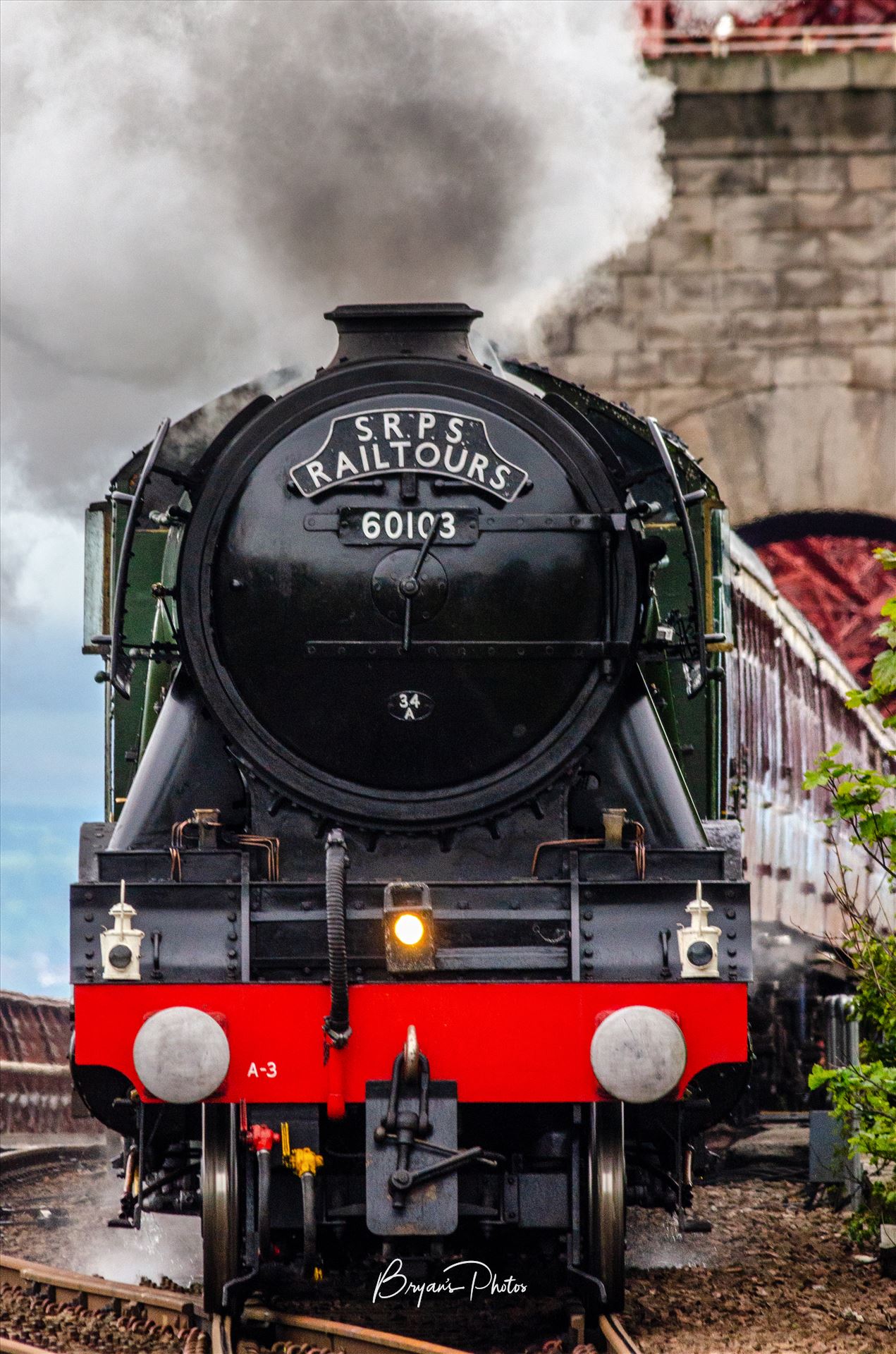 60103 Portrait - A portrait photograph of the Flying Scotsman taken as it crosses the Forth Rail Bridge. by Bryans Photos