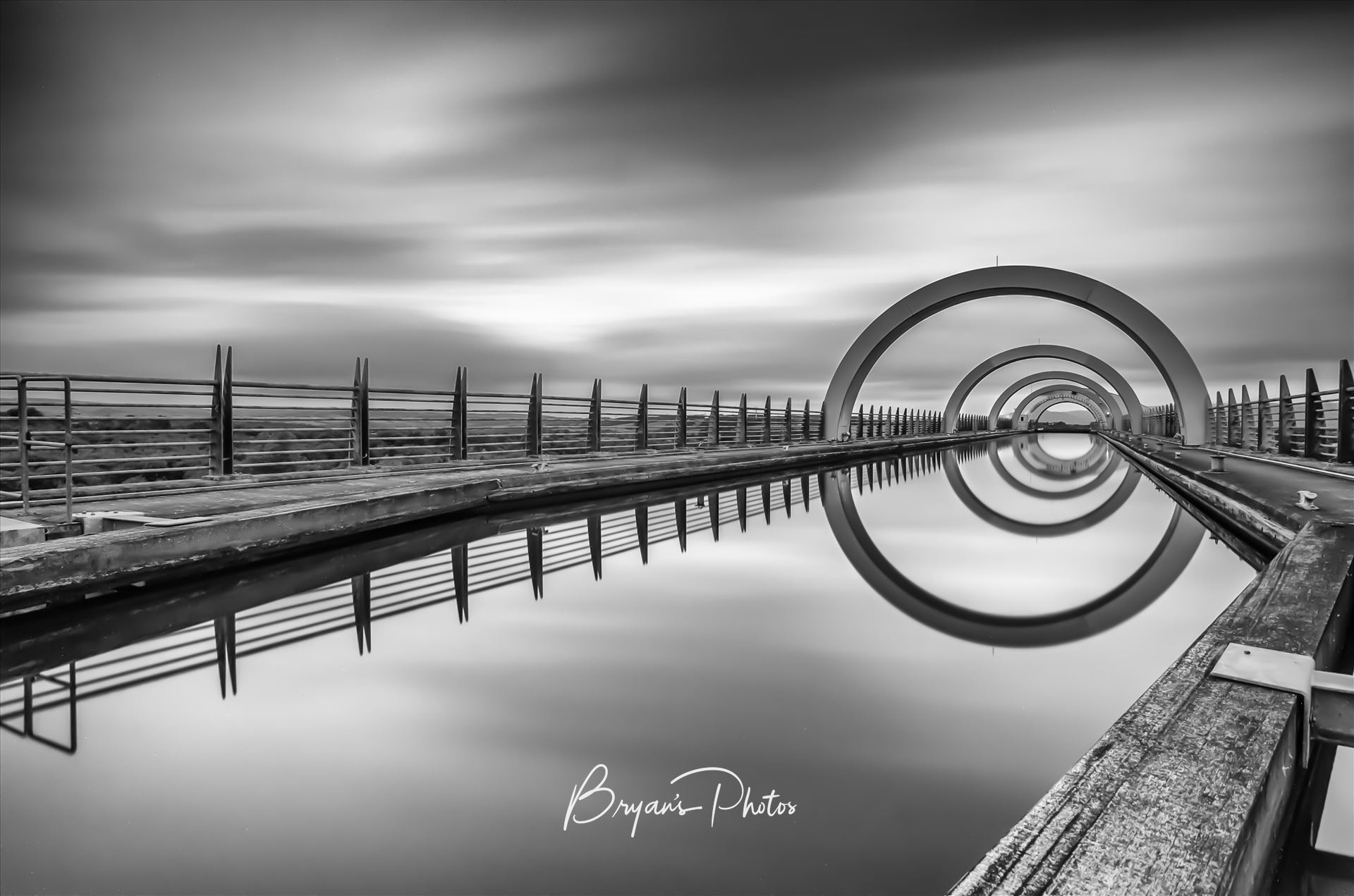 The Falkirk Wheel - A long exposure photograph of the Falkirk wheel taken from the top of the wheel. by Bryans Photos