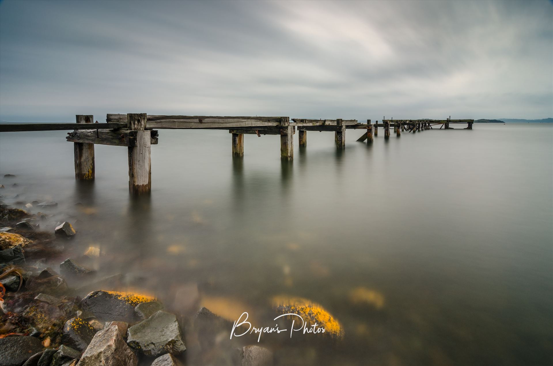 Pier at Aberdour Landscape - A daytime long exposure of a disused pier at Aberdour on the banks of the river Forth on the Fife coast Scotland by Bryans Photos