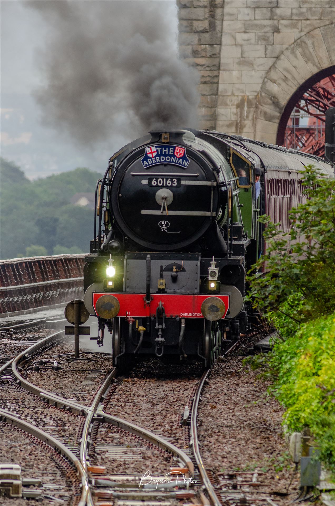 The Aberdonian - A photograph of the Aberdonian steam train taken as it crossed the Forth Rail Bridge on its way to Aberdeen. by Bryans Photos