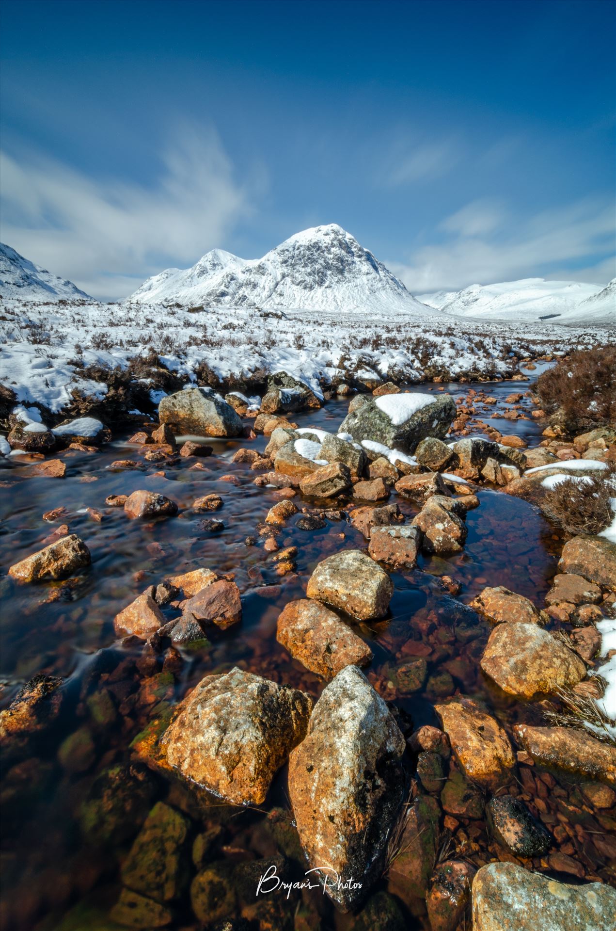 Glen Etive Portrait - A long exposure photograph of Glen Etive in the Scottish Highlands. by Bryans Photos