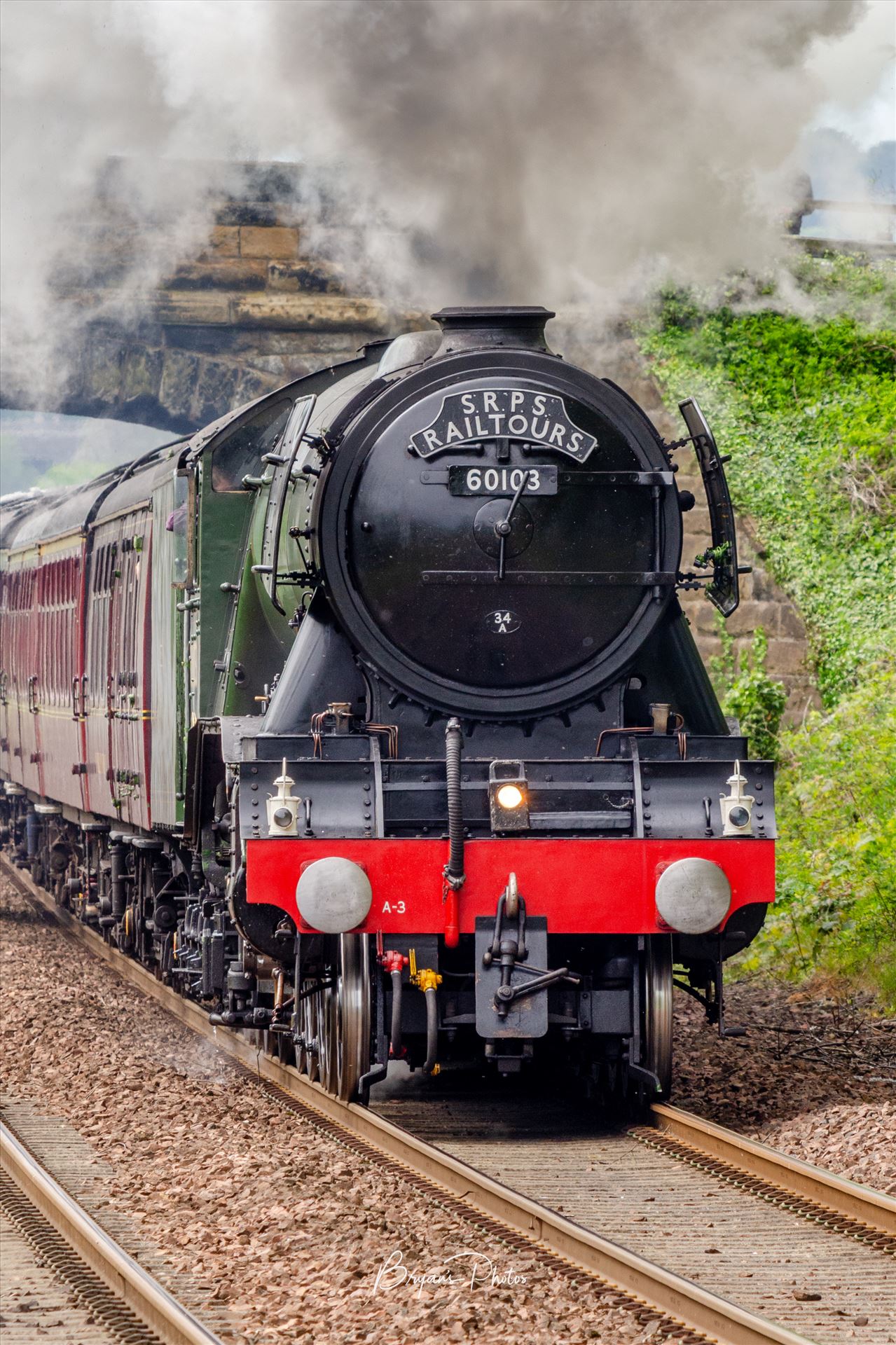 Full Steam Ahead - A photograph of the Flying Scotsman as it powers towards Dalgety Bay on the Fife circle. by Bryans Photos