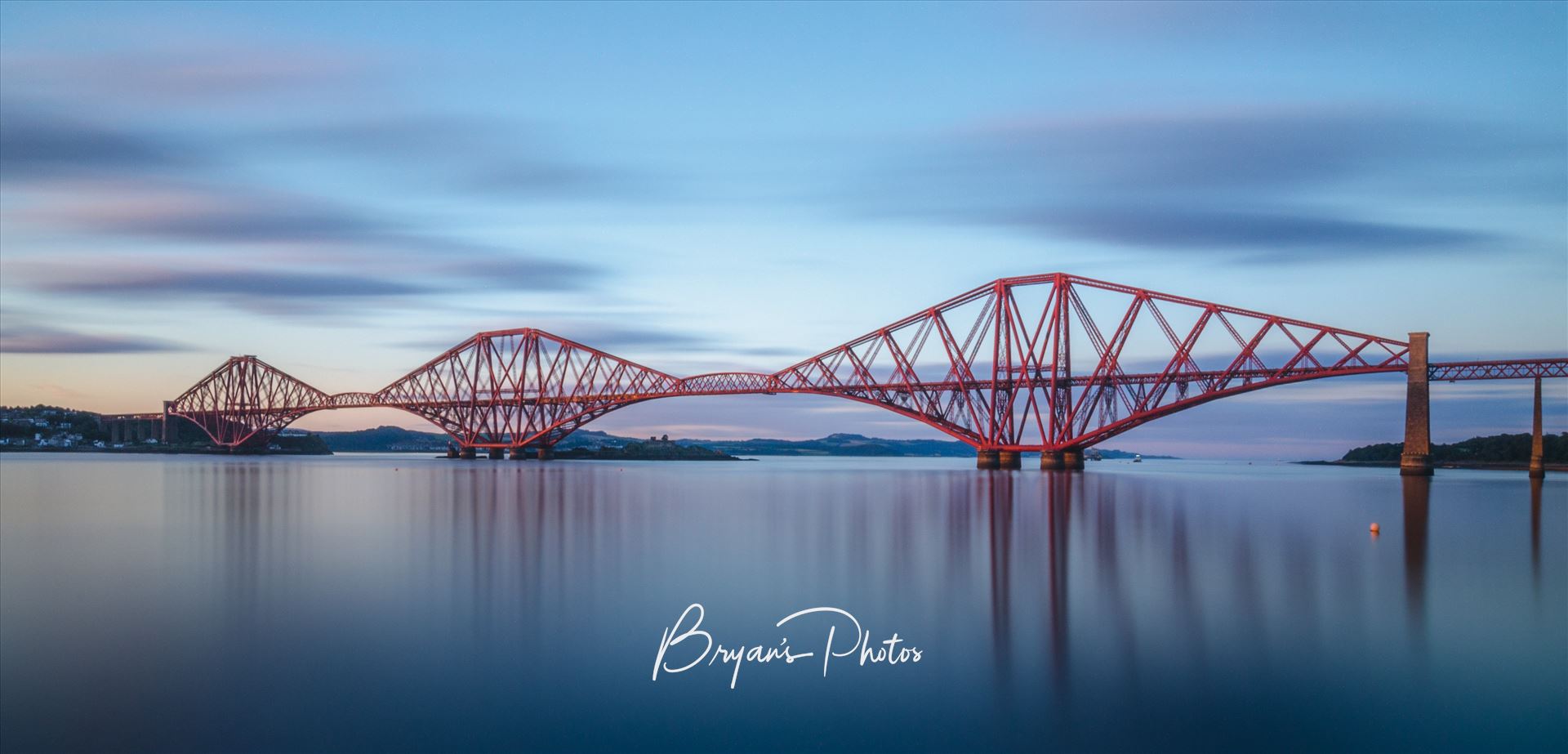 Rail Bridge Panorama - A panoramic long exposure photograph of the Forth Rail Bridge taken from South Queensferry. by Bryans Photos