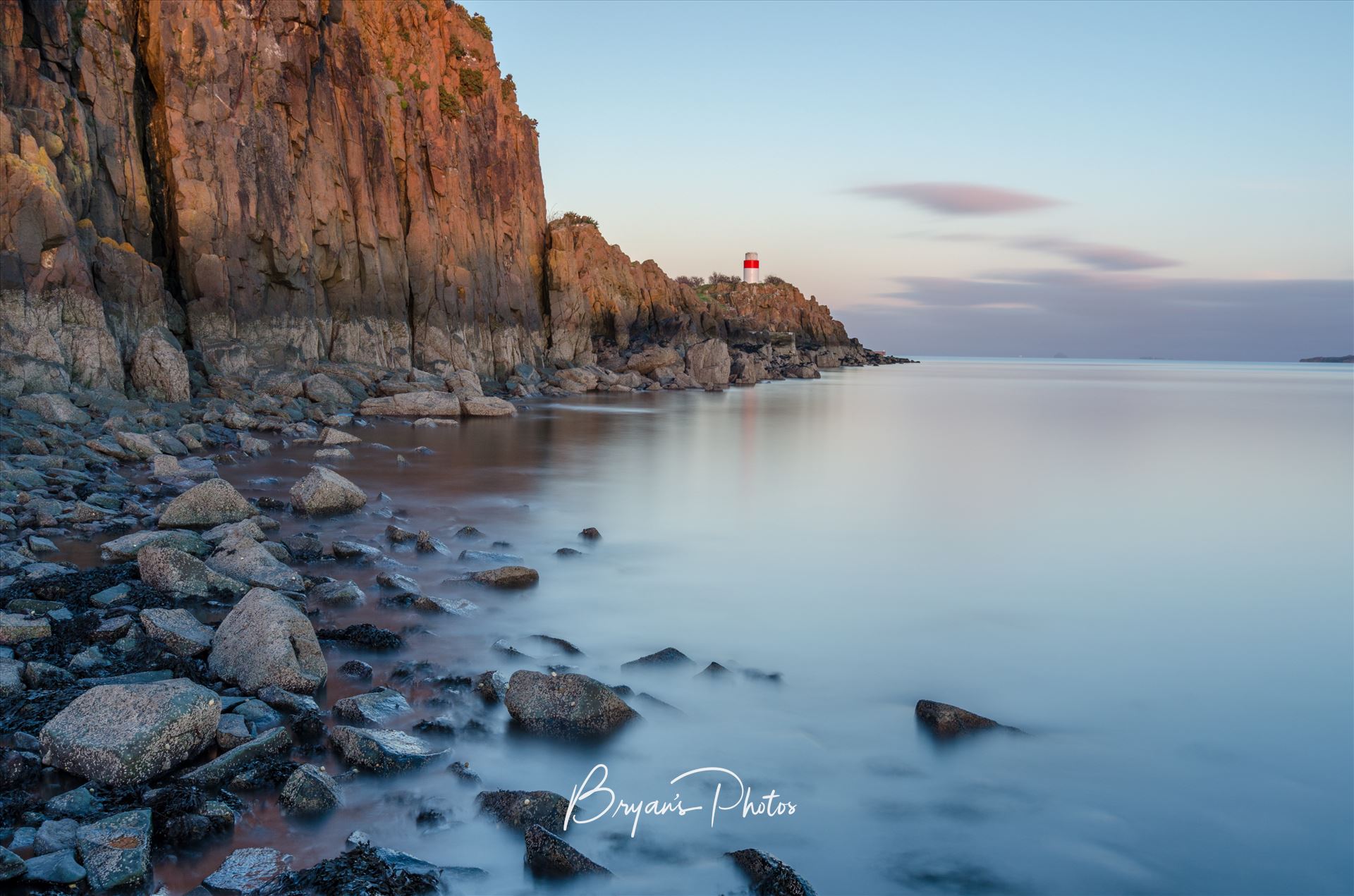 Evening at Hawkcraig - A colour long exposure photograph taken at sunset of Hawkcraig point Aberdour. by Bryans Photos