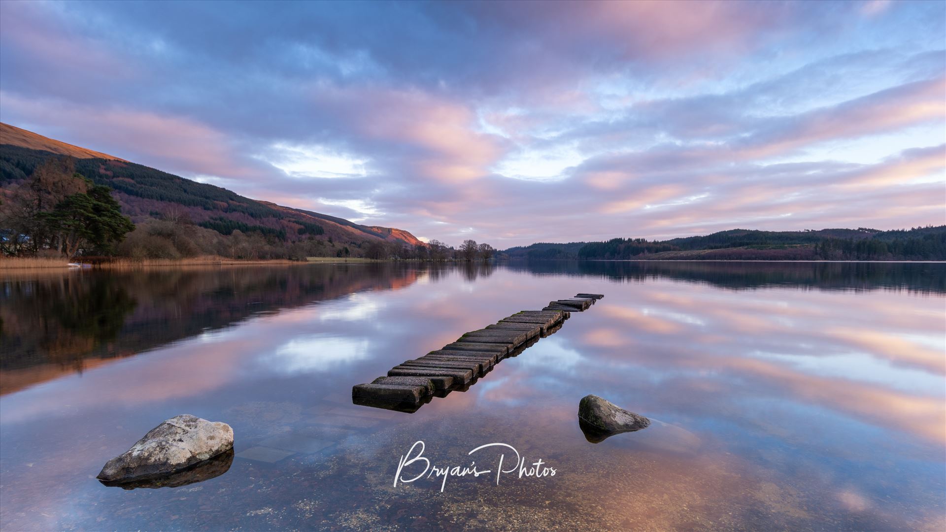 Winter at Loch Ard. - A photograph of the disused jetty at Loch Ard. by Bryans Photos