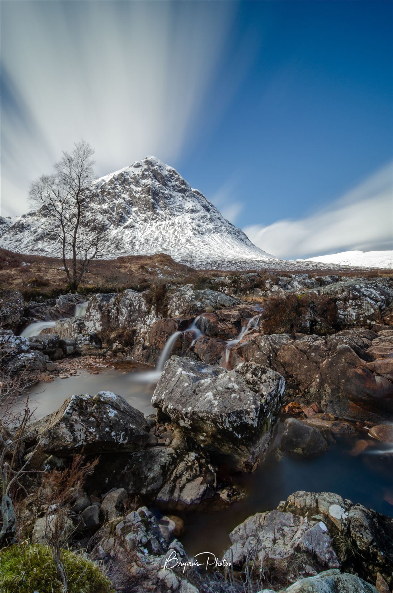 Etive Mor Portrait - A long exposure Photograph of Etive Mor, Glen Etive in the Scottish Highlands. by Bryans Photos