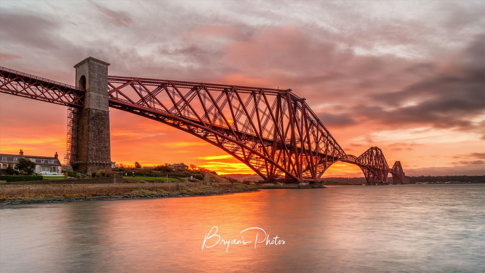 The Bridge at Sunrise Panorama - A photograph of the Forth Rail Bridge taken at Sunrise from North Queensferry. by Bryans Photos