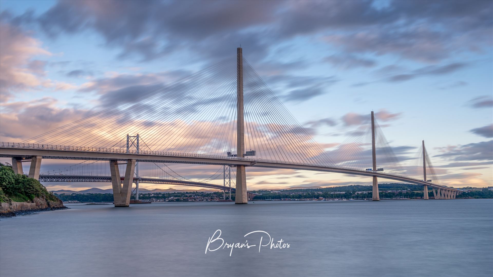 Queensferry Crossing Panorama - A panoramic photograph of the Queensferry Crossing taken from the north bank of the River Forth. by Bryans Photos