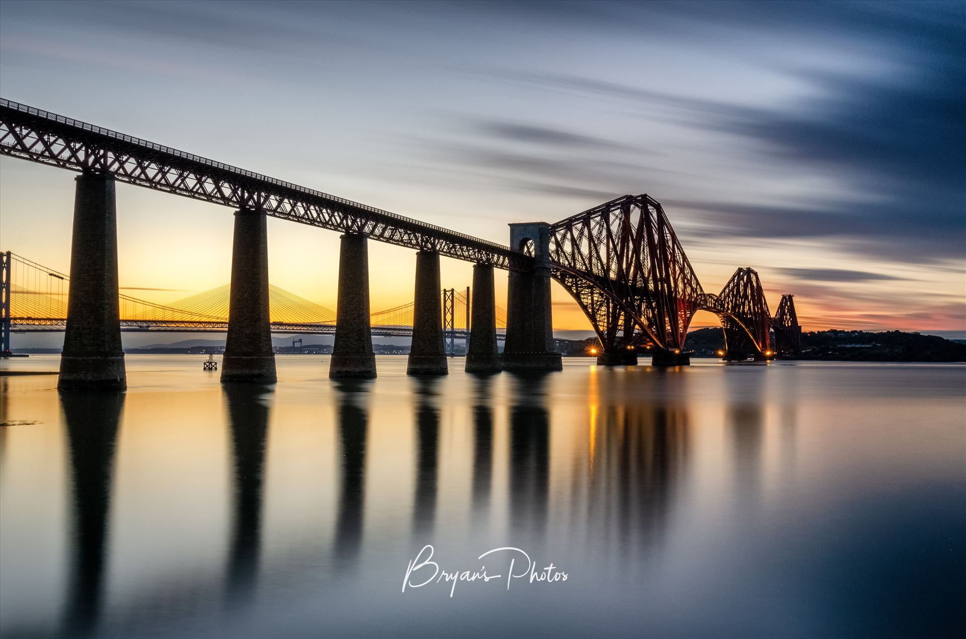 The Bridge after Sunset - A long exposure photograph of the Forth Rail Bridge taken shortly after sunset. by Bryans Photos