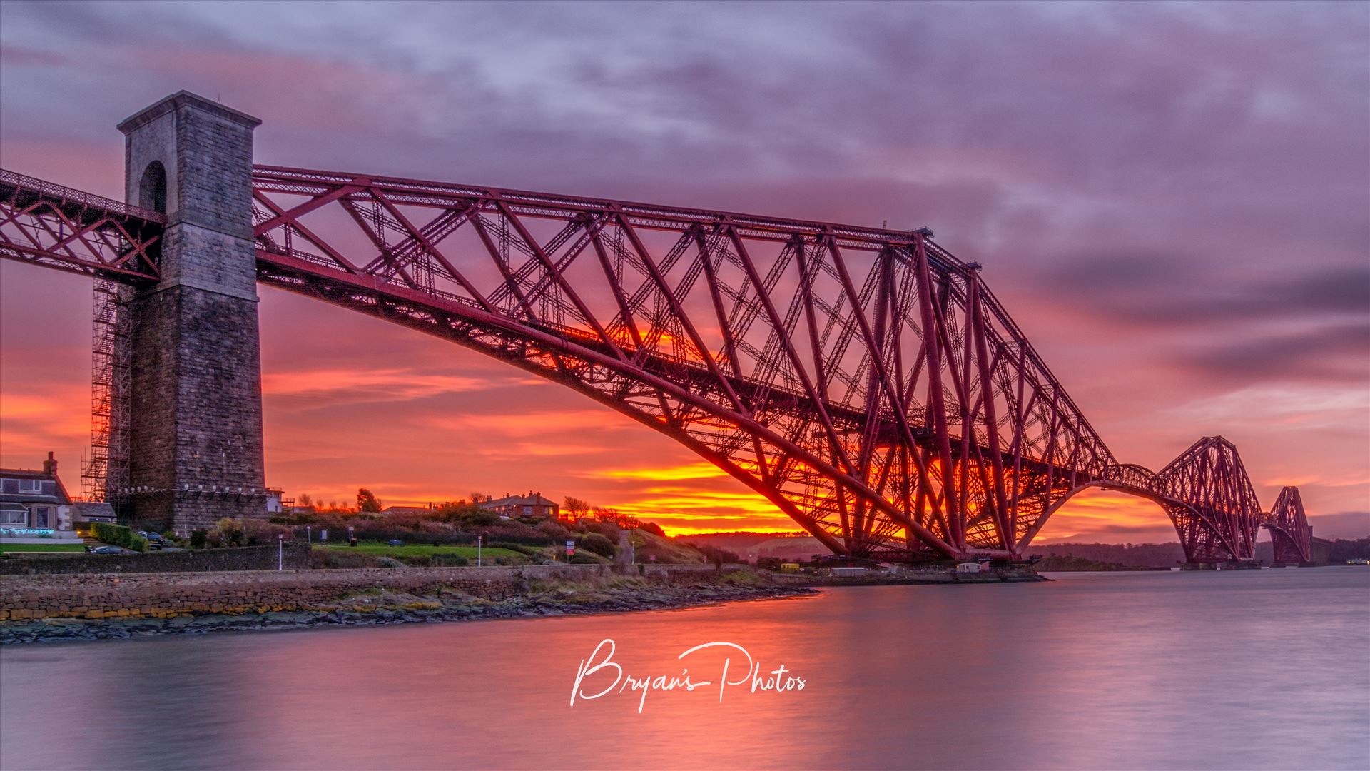 Rail Bridge Sunrise - A photograph of the Forth Rail Bridge taken at Sunrise from North Queensferry. by Bryans Photos