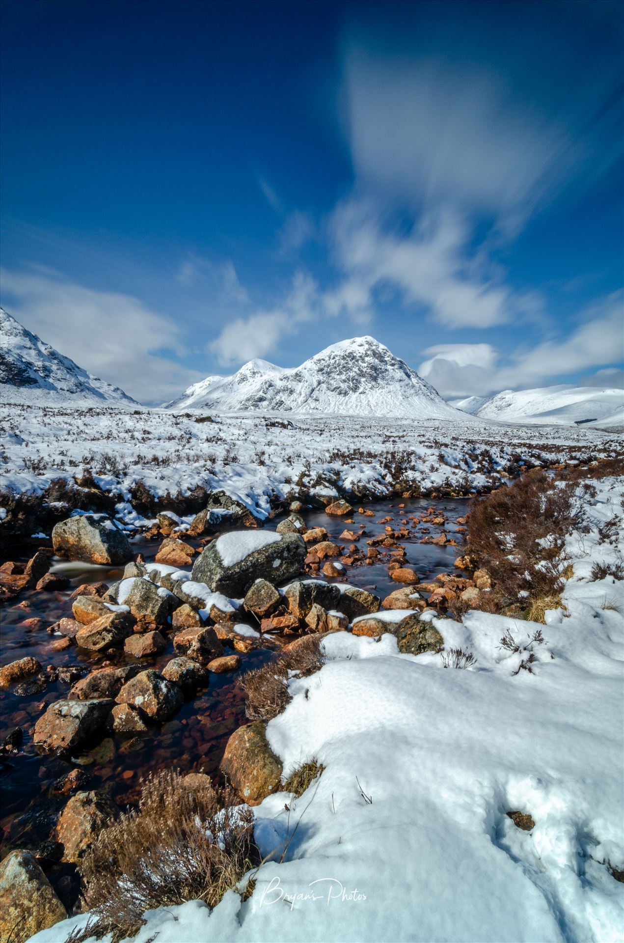 Bauchaille Etive Mor Portrait - A long exposure Photograph of Etive Mor, Glen Etive in the Scottish Highlands. by Bryans Photos