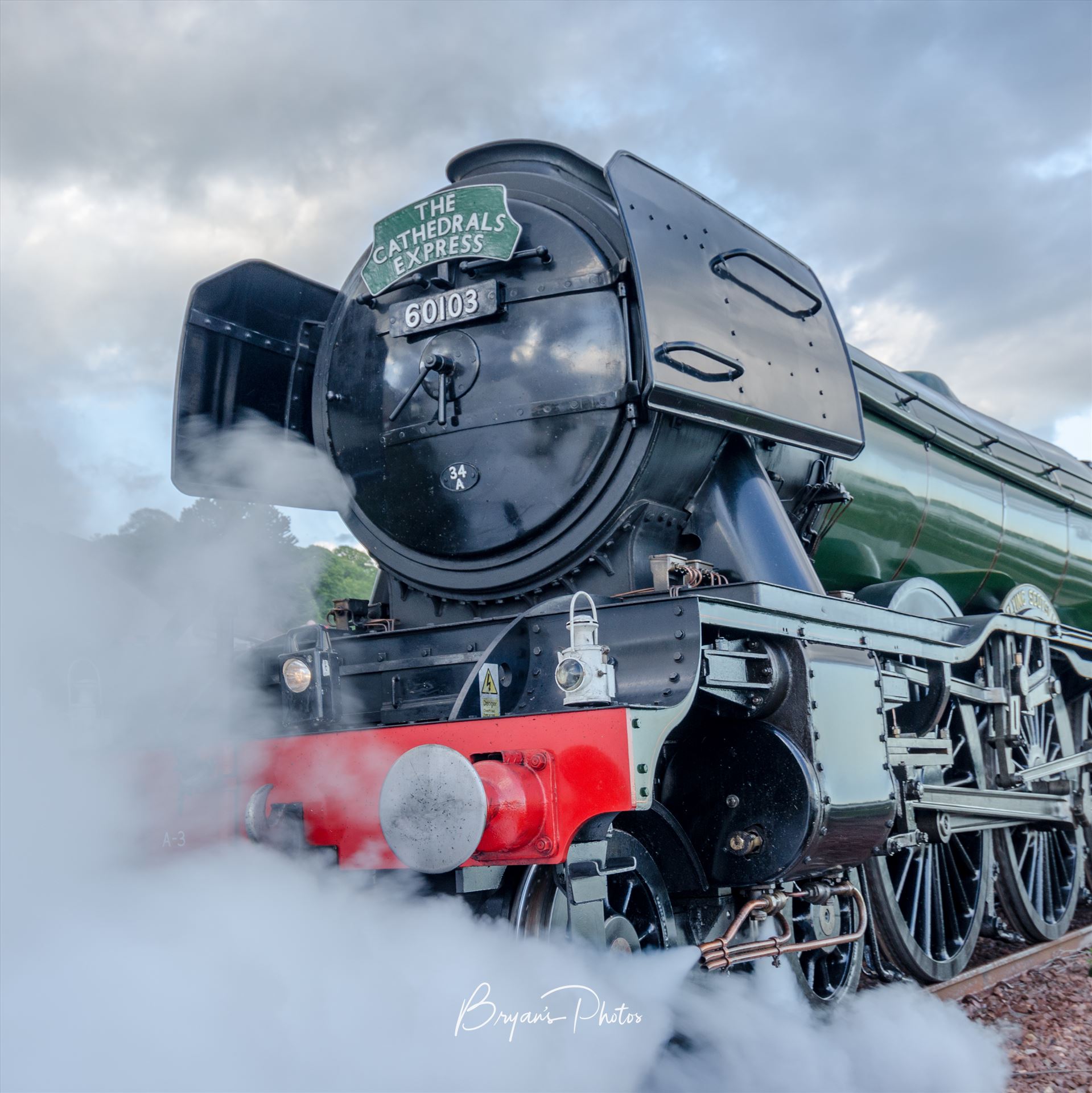 Steamed Up - A photograph of the world famous Flying Scotsman taken as it builds up steam. Not suitable for canvas wrap. by Bryans Photos