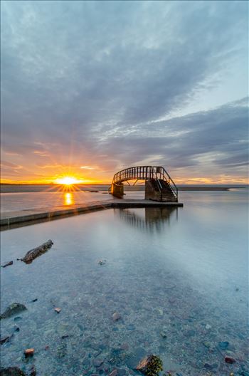 A photograph taken at sunset of the Belhaven Bridge.