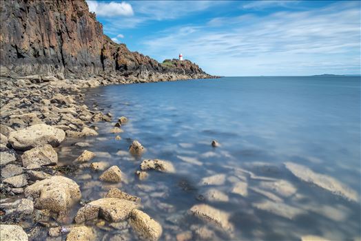 A photograph taken on a sunny summer afternoon at Hawkcraig point Aberdour on the Fife coast.