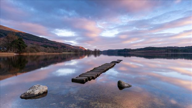 A photograph of the disused jetty at Loch Ard.