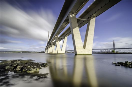 The Crossing Landscape - A long exposure photograph of the Queensferry Crossing taken from the south bank of the river Forth at high tide.