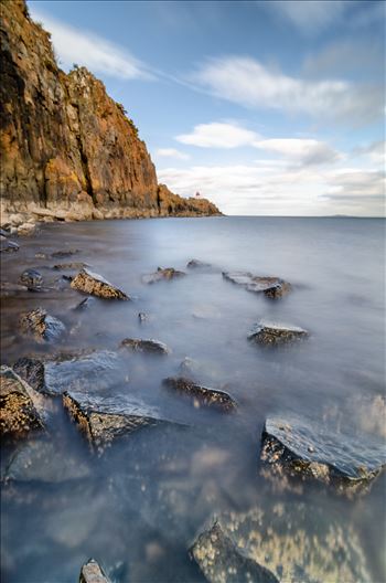 A colour portrait photograph of Hawkcraig point Aberdour on the Fife coast of Scotland.